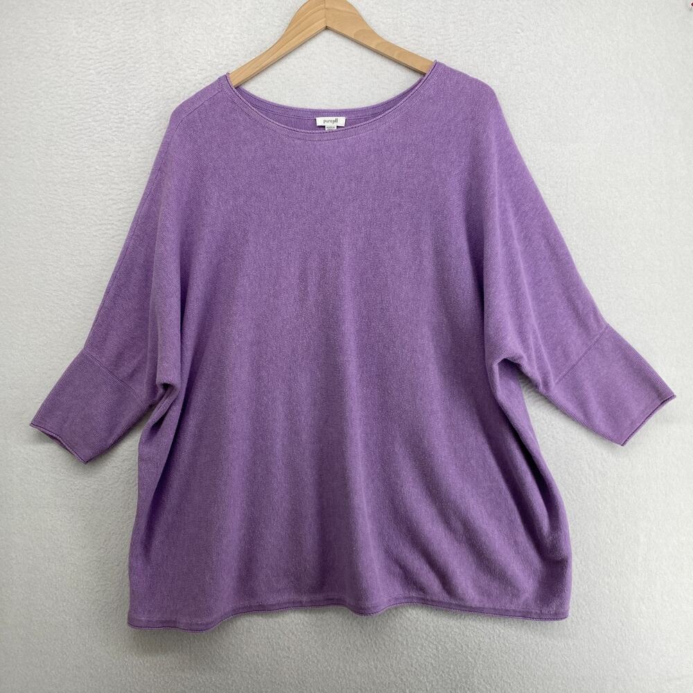 PURE JILL Sweater M J.JILL Cotton Tunic Dolman Sleeve Oversized Pullover Purple